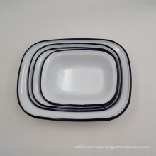 16cm Square Porcelain Enamel Pie Dish baking plate With Rolled Rim